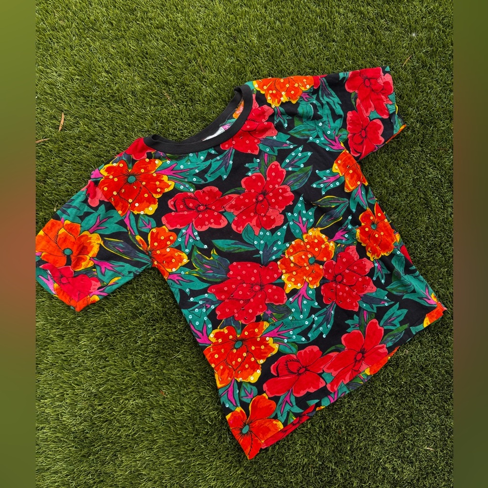 Vintage Floral Sequin T Shirt